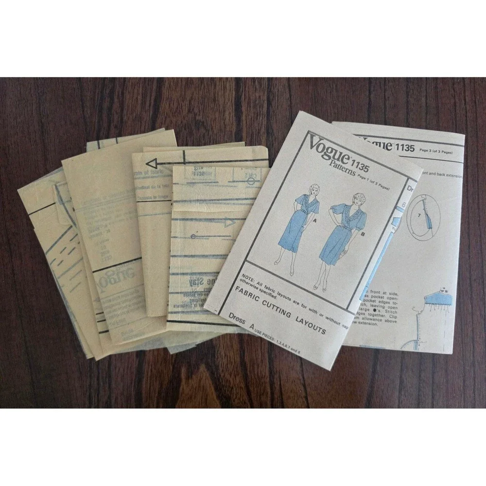 Vintage Vogue 1135 Ralph Lauren Designer Dress Pattern Size 10 Cut Complete